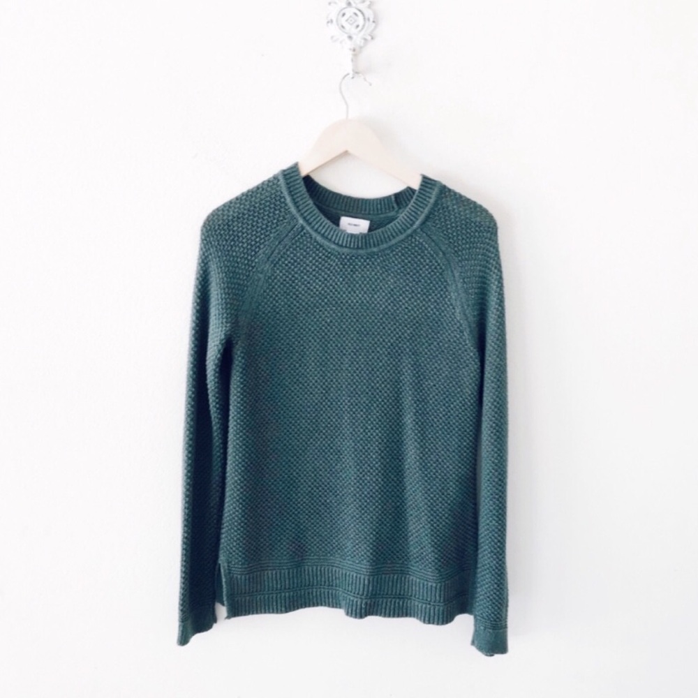 old navy sage green waffle knit sweater top